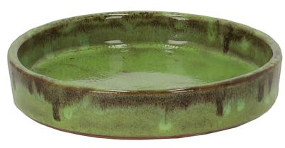 Rivanto® Blumentopf Untersetzer klein glasiert grün Ø 15,5 cm, H3 cm Keramik Terracotta
