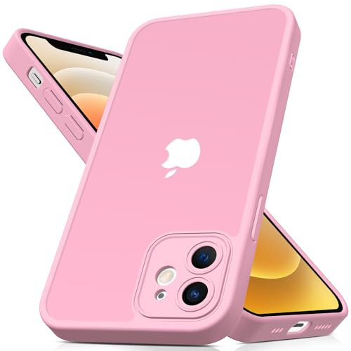 Mootobo for iPhone 12 Case 6.1 inch, Military-Grade Protection 360° Full Body Frosted Translucent Back Phone Cover, Anti-Fingerprint Slim Shockproof Phone Case for iPhone 12 – Pink