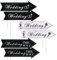 Veesper Panneaux de Mariage Parking Directionnel avec Enjeux 6 PCS Mariage Imprimé à Double CôTé Noir Et Blanc Outdoor Route de La Route