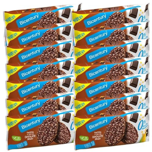 Bicentury Tortitas de Maíz sabor Chocolate Negro 0%, Sin Azúcar, 14 unidades