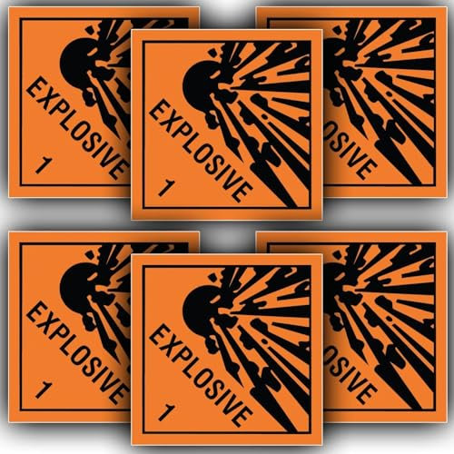 Hazard Chemical Label – Danger Explosive Substance – Vinyl-Aufkleber, 100 mm x 100 mm, 6 Stück