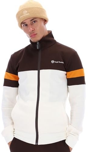Sergio Tacchini Jonnie Block Trainingsjacke für Herren, Schwarz und cremefarben, Gardenia/Java/Marmelade, L