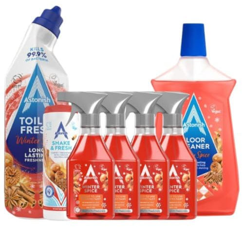 FabFinds Christmas Cleaning Bundle Winter Spice Cleaning Bundle Vegan Cruelty-Free – 7 Piece Set Disinfectant Carpet Freshener Floor & Toilet Cleaner