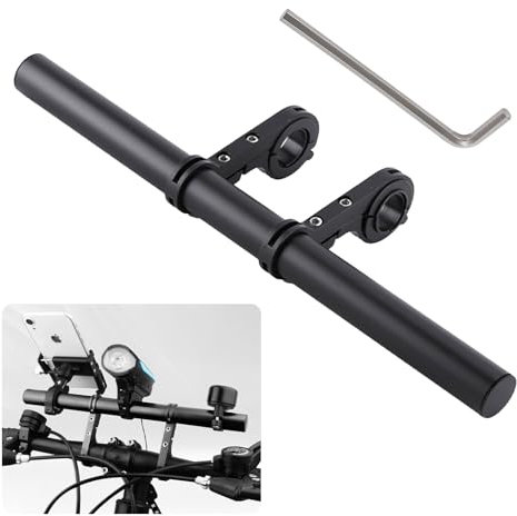 LINGJIA Prolunga Manubrio Mtb, Prolunga Manubrio Bici, Accessori Manubrio Bici, 30cm Prolunga Manubrio Alluminio, Supporto Torcia, Supporto Luce, per Torcia, Telefono Cellulare, Macchina Fotografica