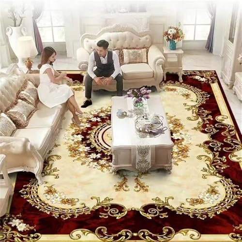 RUGMRZ Bettumrandung Teppich Dünner 70x140CM jugendzimmer Jungen Carpet Living Room rot Rutschfester, pflegeleichter mit Retro-Blumendesign