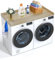 VEVOR Comptoir pour lave-linge et sèche-linge, 137 x 70 cm, surface de comptoir en bois, résistant à l'eau, avec coussinets antidérapants, pour organisation et rangement de la buanderie, couleur chêne