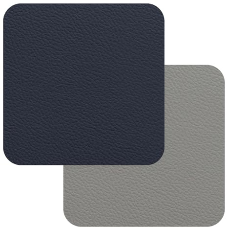 FREEFORM Fleximats Untersetzer 4er-Set, 10×10 cm, Kunstleder, Navy/Grau | quadratische Glasuntersetzer, für Tassen und Gläser, kratzfest, pflegeleicht, abwischbar, elegantes Design, langlebig