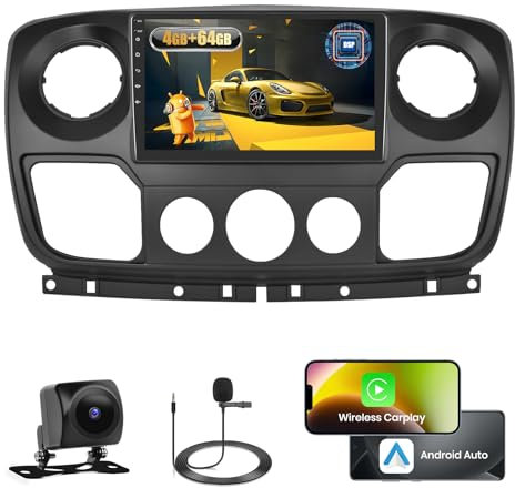 Fuluku 4+64G Android Autoradio pour Renault Master 3 III Opel Movano B Nissan NV400 avec Wireless Carplay&Android Auto, 10.1'' Touch Screen Radio Voiture Bluetooth 5.0/GPS/Caméra de recul/FM/WiFi/SWC