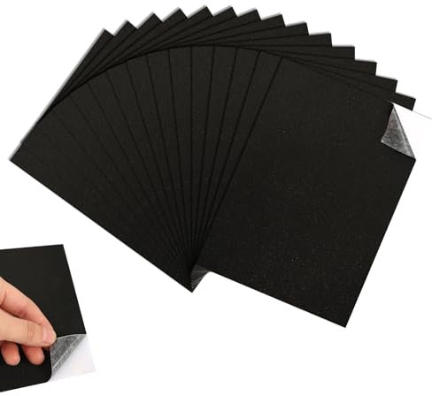 15 Pezzi Pannello Autoadesivo in Gommapiuma, Lastre Autoadesive in Gommapiuma Nero, Gomma EVA Adesiva Tappetino in Schiuma Antiscivolo per Gambe Del Tavolo Sedie Divani 300 x 200 x 1 mm