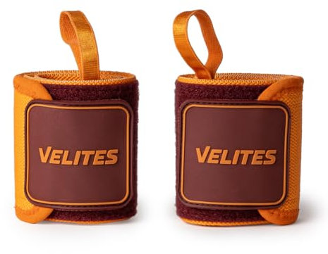 Velites Flexible Nylon Wrist Wraps - Protection for Your Wrists - Heavy Duty Velcro - Functional Training, Strength Training, Weightlifting, Gym - Orange