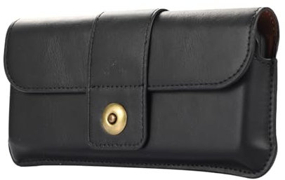 Étui de Ceinture Smartphone Cuir Homme Noir Compatible avec Samsung Galaxy Z Fold 7/6/5/4/3, Pochette Sacoche Ceinture Homme Cuir Téléphone Portable Sac de Taille Compatible avec Huawei Mate XS/X3/X2