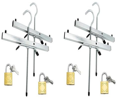 Roof Rack Ladder Clamps – 2 Locking Clips for Roof Railing Secure Lockable Ladder Hooks Pair of Ladder Mounting Brackets Heavy Duty Ladder Accessories