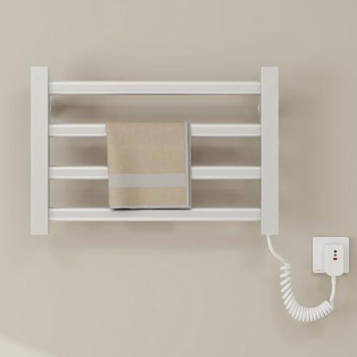 Piacricio Elettrico su Asciugamano Riscaldato Intelligente, Radiatore Elettrico A Parete Verticale da 80 W con Temperatura Costante di 55 ° C, Prevenire Ustioni, Scalda Asciugamano da Bagno, Binario