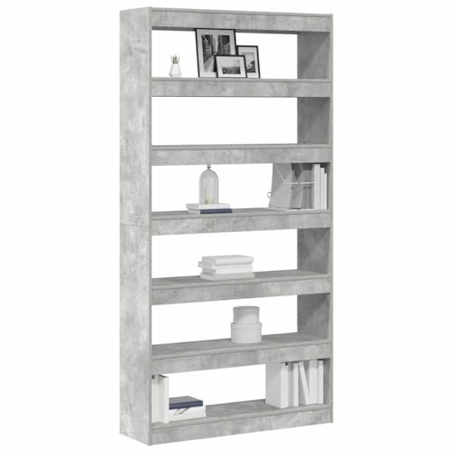 vidaXL Book Cabinet Grey Engineered Wood, Modern Rectangular Freestanding Bookshelf, Elegant Storage Unit, Stylish Living Room Shelf, Contemporary Bookcase Display