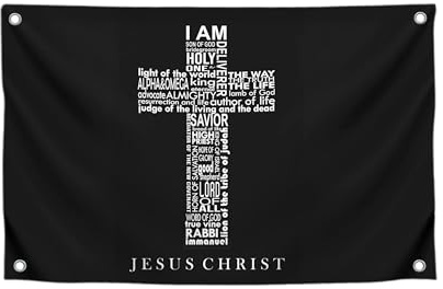 90 x 150 cm große Flaggen mit Namen von Jesus mit vier Messingösen – Jesus Christus amerikanische Flaggen für außen oder innen – christliche Jesus Schlafzimmer Wanddekoration – Dekoration