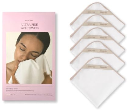 Waschies waschbare feine Gesichtstücher 5er-Set Beige/Weiß, Alle Hauttypen | Hygienisch zum Abtrocknen, reduziert Hautirritationen, Sanft & hypoallergen, waschbar, wiederverwendbar & nachhaltig