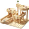 Portable Wooden Marble Track Puzzle Set, 3D Brain Teaser Construction Toy, Roller Coaster Ball Run with Building Blocks for Teens and Adults, Creative Engineering Model Kit for Stress and Skill