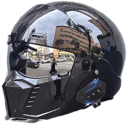 Frcychri Modulare Helme Bluetooth, Jet Helm Mit Abnehmbarem Kinnschutz, Mit Sonnenvisier, Für Unisex-Adult, Straße Fahrrad Kreuzer Roller DOT ECE Genehmigt 4,2X-Large