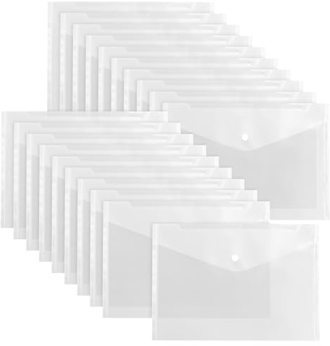 CHUENKUK 20 Stück Dokumententasche a3 mit Druckknopf, 44 x 31 cm Transparent PVC Mappe, Sammelmappe a3 für Büro Schule Dokumente Organisation