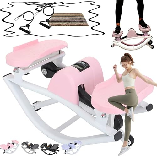 Rock Stepper Trainingsstepper, Swing Stepper Für Zuhause Trainingsgerät | Fitnessgerät S Mit Widerstandsbändern Und LED-Anzeige Für Knie Gelenke Beine Körper Training Fitness