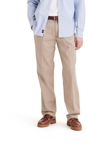 Dockers Men's Classic Fit Easy Khaki Pants-Pleated (Standard and Big & Tall), Timberwolf, 34W x 32L