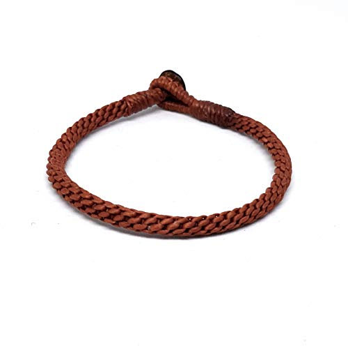 Origin Siam Handmade Thai Buddhist Wristband | Tight Weave Slim Bracelet | Karma Luck Love Friendship | Yoga Meditation Gift (Brown)