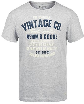 Blend Vadim Herren T-Shirt Kurzarm Shirt mit Print und Rundhalsausschnitt, Größe:L, Farbe:Stone Mix (70813)