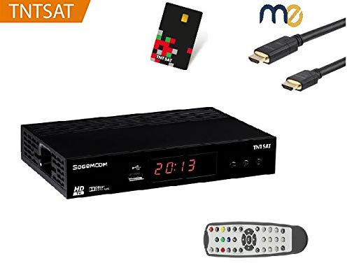 TNTSAT Satellite Récepteur TNT Décodeur - + Cable HDMI 1.5 M -avec Carte - HD Astra (19,2°) / HDMI / MPEG4 / Full HD / 1080P