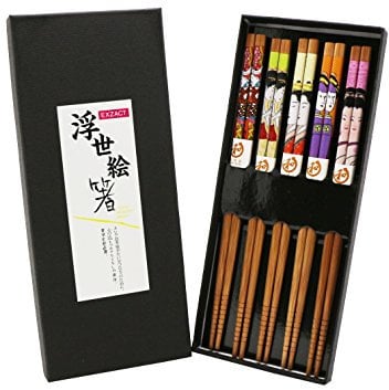 Exzact CS05 Ensemble de baguettes - 5 paires de baguettes en bambou naturel réutilisables