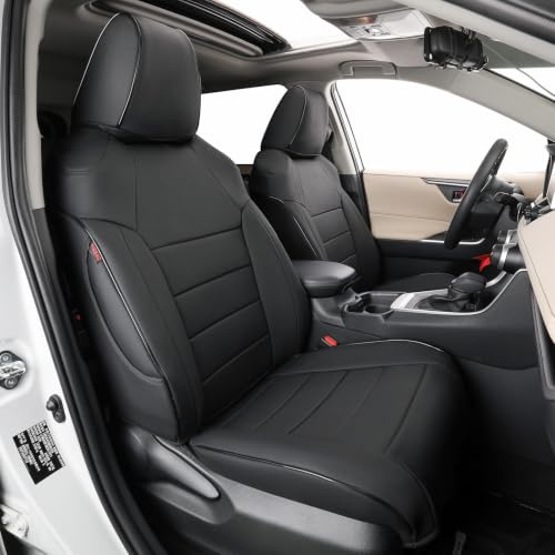 EKR RAV4 Hybrid-Autositzbezüge für ausgewählte Toyota RAV4 Hybrid (Nicht für XSE & 2022–2024 SE Hybrid) 2019 2020 2021 2022 2023 2024 – komplettes Set, Leder, Schwarz