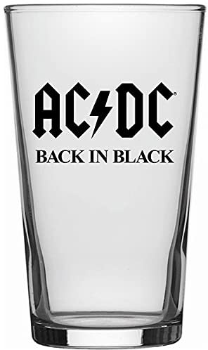 AC/DC Back in Black Unisexe Verre à bière transparent Verre 0,5 L