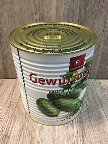 Gewürzgurken pasteurisiert, süß-sauer mit Süßungsmittel, 40 - 45 Gurken pro Dose