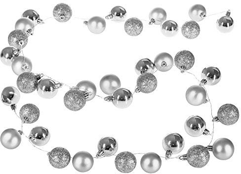 Casaria® Weihnachtskugeln Lichterkette 40 LED 2m Timer Innen Außen 8 Lichteffekte Kugeln Kunststoff Matt Christbaumschmuck Christbaumkugeln Silber