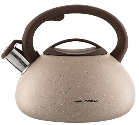 FLORINA - Bouilloire Inox (2,5 l) I Bouilloire Sifflante LAVA I Poignée Résistante à la Chaleur I Bouilloire non Electrique I Bouilloire Induction, Gaz I Pour Thé et Café I Couleur: Beige