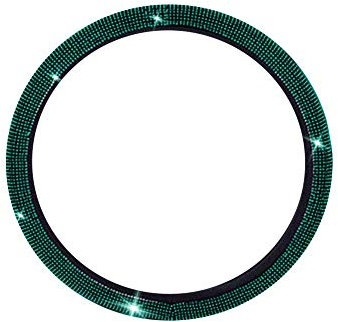 Uposao Strass Auto Lenkradbezug, Universal 38cm 15 Auto Lenkradhülle Bling Bling Glitzer Kristall Diamant Anti Rutsch Leder Lenkradbezug Lenkradschone für Damen Mädchen,Grün