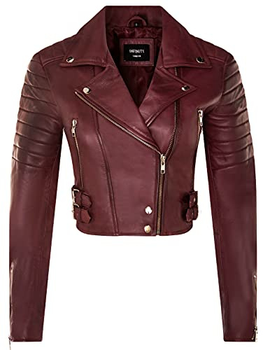 Giacca Corta da Donna Giacca in VERA PELLE da Motociclista Chic Gotica