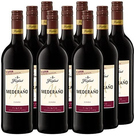 Freixenet Mederaño Tinto, Spanischer Rotwein (9x1,0l) Set - Sonder-Edition - Spanish Red Wine, Wein, halbtrocken, zu kräftigen Speisen und würzigem Gemüse