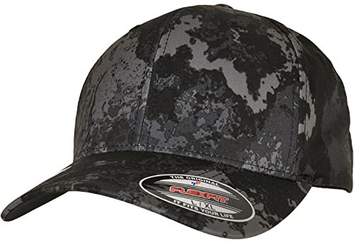 Flexfit Unisex 6277VC-Flexfit Veil Camo Cap Baseballkappe, Poseidon Black, L/XL