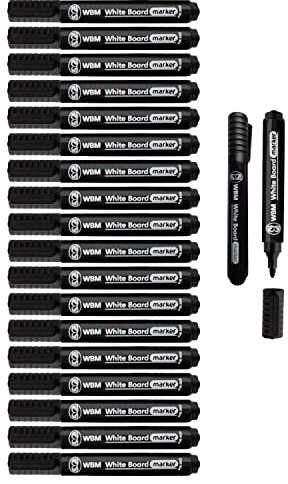 M1SS [𝐏𝐚𝐜𝐤 𝐨𝐟 𝟏𝟎𝟎 White Board Marker Pens Low Odour Bullet Tip 2mm Dry Wipe Pen For Whiteboards, Flipcharts, Magnetic, Memo Boards Office Home and School (Black)