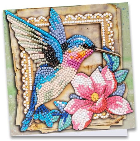 Ideen mit Herz Diamond-Painting-Grußkarte | 16 cm x 16 cm | 370 g/m² | Inkl. Umschlag & Werkzeug (Kolibri 4)