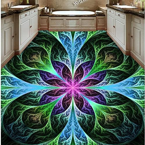 Boden Fresko Tapete 3D Tapete Boden bemalt bunt 3D Wohnzimmer PVC wasserfester selbstklebender 3D Bodenbelag,350x245cm
