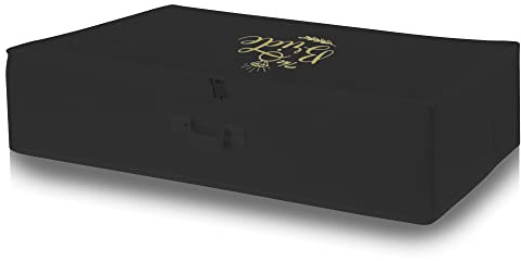 Wedcova UK Black Personalised Large Wedding Dress Storage Box Breathable Bridal Dress Clothes Under Bed Keepsake Storage Box with 10 Acid Free Tissue Papers…