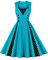 AXOE Robe Femme Vintage Années 50 en Coton Extensible Robe de Cocktail Chic et Élégante Mariage, Soirée, Guinguetteà Pois Turquoise, Taill 40, M