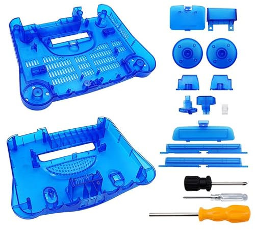 Custodia protettiva in plastica trasparente per Nintendo N64 Console di gioco Controller Cover protettiva per protezione completa antigraffio Custodia in plastica (blu trasparente)