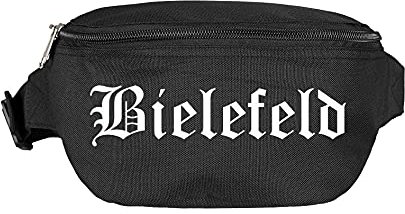 Bielefeld Bauchtasche - Altdeutsch Bedruckt - Gürteltasche Hipbag Schwarz