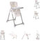 Lorelli Kinderhochstuhl Felicita, faltbar, verstellbar, 5-Punkt-Gurt, 2 Räder, Farbe:beige grau