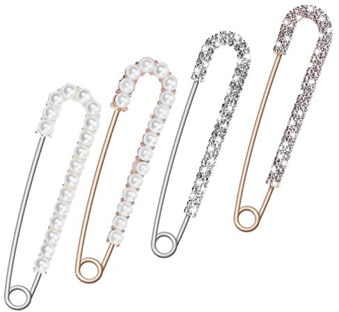 4 Stück Brosche Damen Pins Anstecker Pullover Schal Waist Clip Faux Kristall Anstecknadeln Sicherheitsnadel Broschen für Kleidung Weihnachten