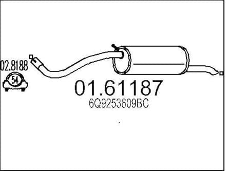 MTS 01.61187 Endschalldämpfer für SKODA Fabia II Combi (545)