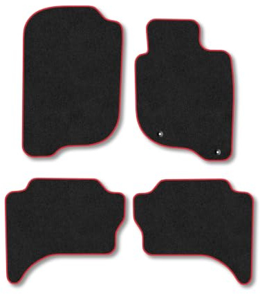 Mitsubishi L200 (2015-2022) Carpet Car Mats | Red Edge Trim Tailored Fit Floor Mats Full Coverage Protection Accessories Easy Clean Anti Slip Made in the UK