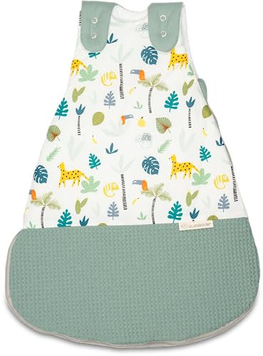 ULLENBOOM Schlafsack Baby 0-3 Monate, 56/62, OEKO-TEX Materialien, Salbeigrün Regenwald (Made in EU), 2,5 TOG - Baby Schlafsack Neugeborene - Ganzjährig für Frühling, Herbst und Winter